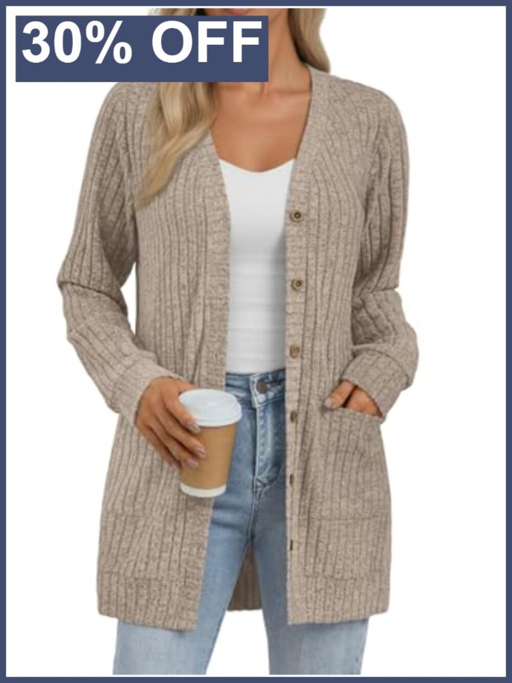 Women's Long Button-Up Cardigan Sweater Polyester Rayon Spandex Lightweight